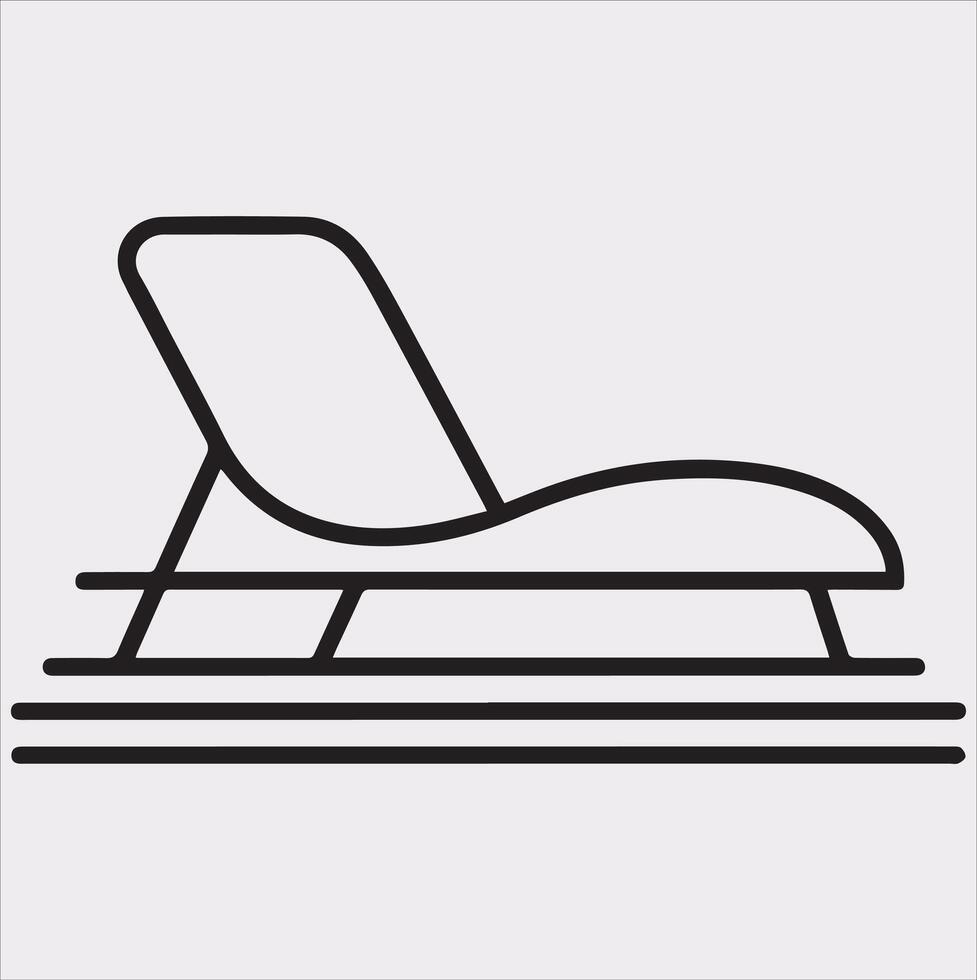 Sunbed icon Thin linear sunbed silhouette on white background vector