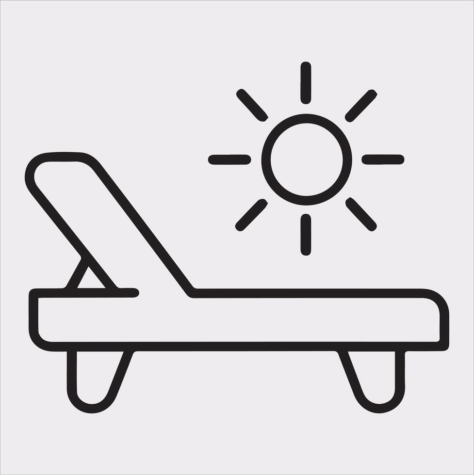 Sunbed icon Thin linear sunbed silhouette on white background vector