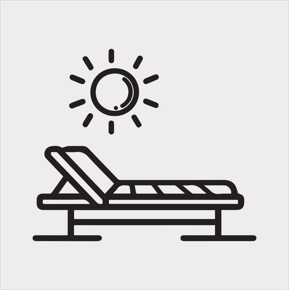 Sunbed icon Thin linear sunbed silhouette on white background vector