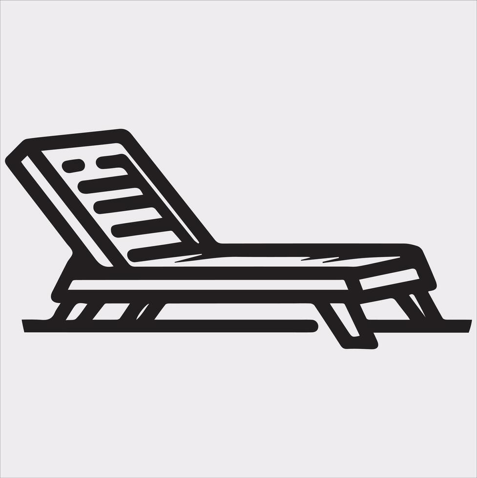 Sunbed icon Thin linear sunbed silhouette on white background vector