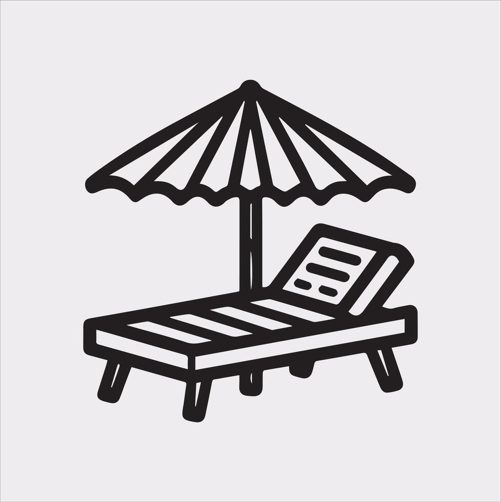 Sunbed icon Thin linear sunbed silhouette on white background vector