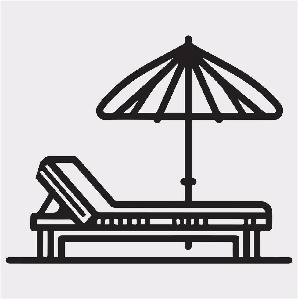Sunbed icon Thin linear sunbed silhouette on white background vector