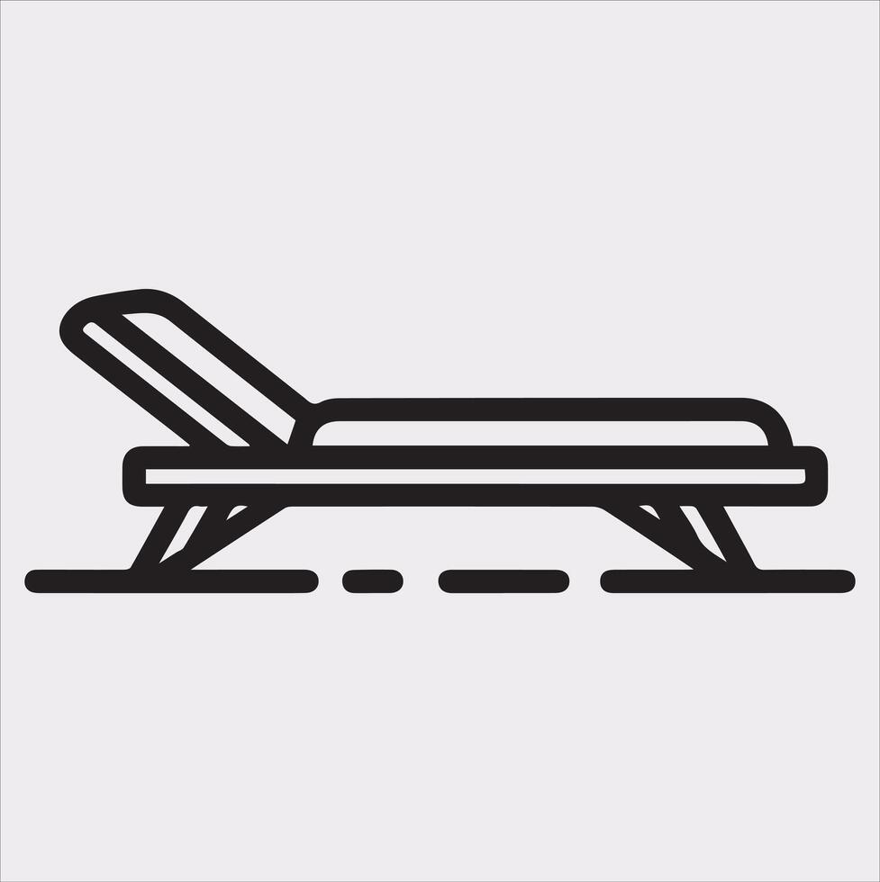 Sunbed icon Thin linear sunbed silhouette on white background vector