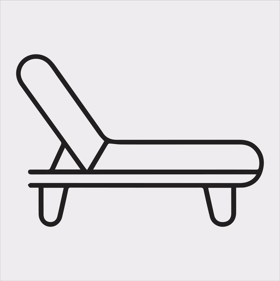 Sunbed icon Thin linear sunbed silhouette on white background vector