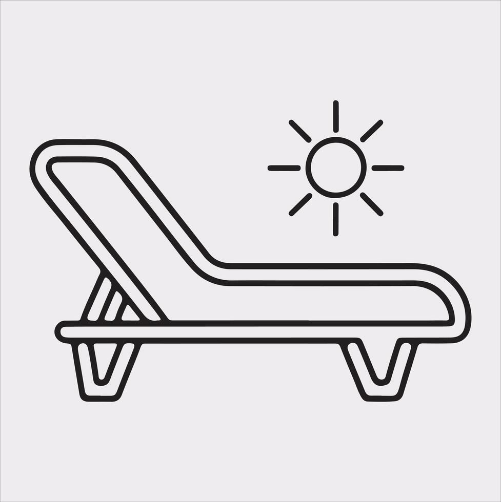 Sunbed icon Thin linear sunbed silhouette on white background vector