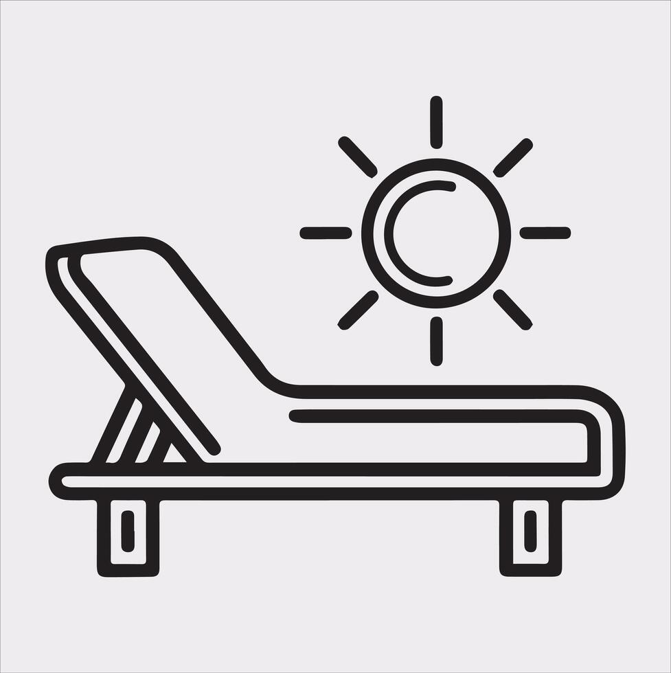 Sunbed icon Thin linear sunbed silhouette on white background vector