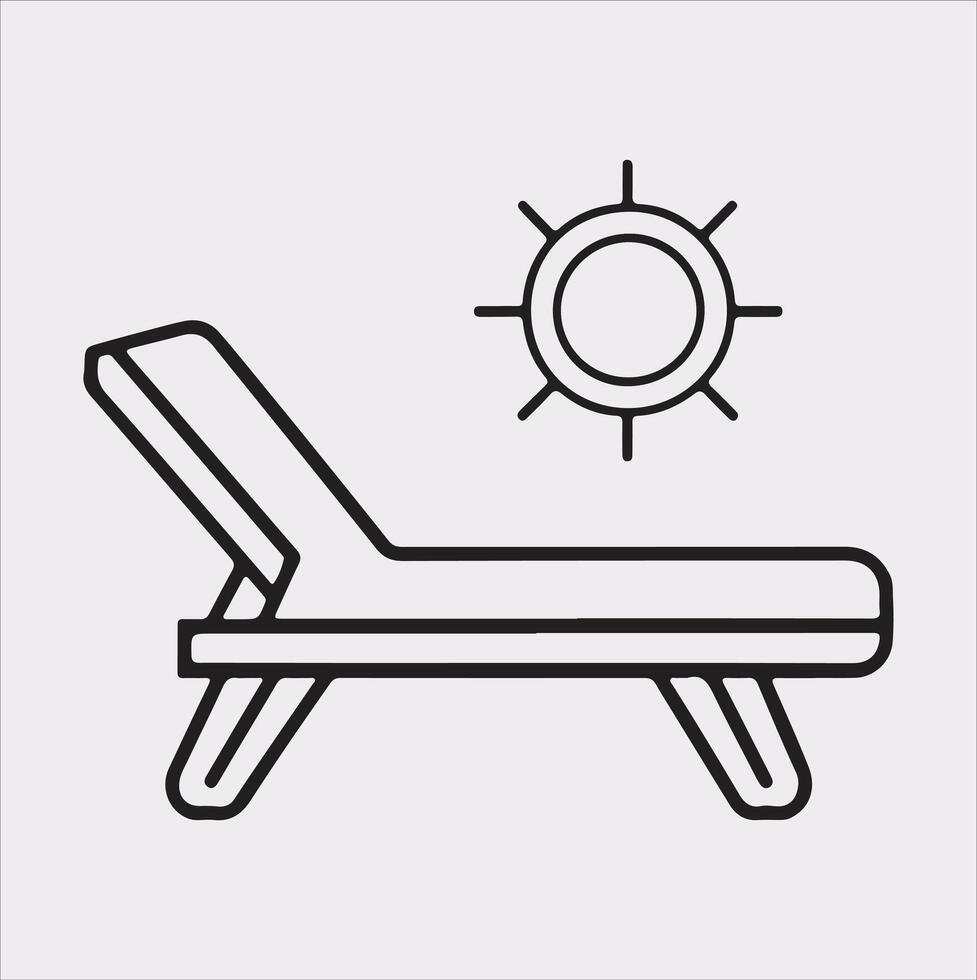 Sunbed icon Thin linear sunbed silhouette on white background vector