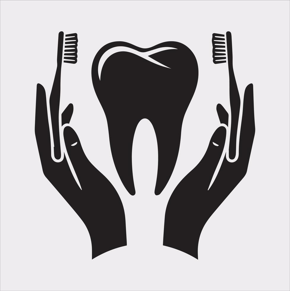 Tooth silhouette on white background vector
