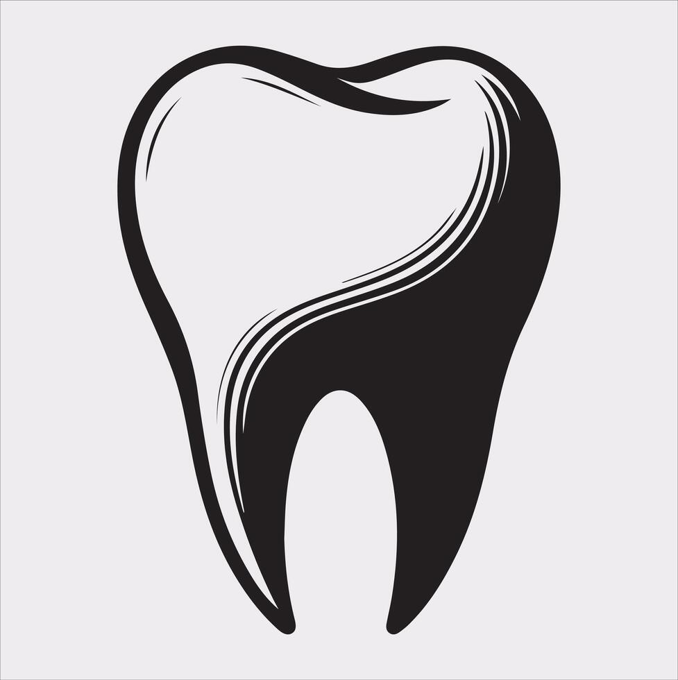 Tooth silhouette on white background vector