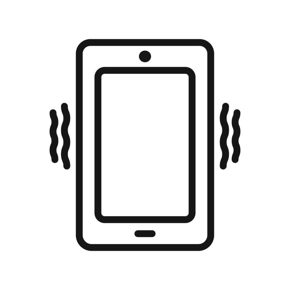 Mobile phone vibrating icon Black line art logo vector