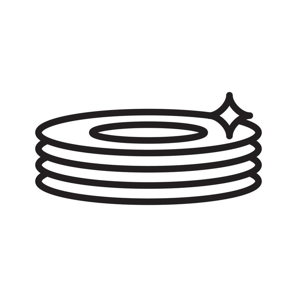 Clean stack plates icon Black line art logo vector