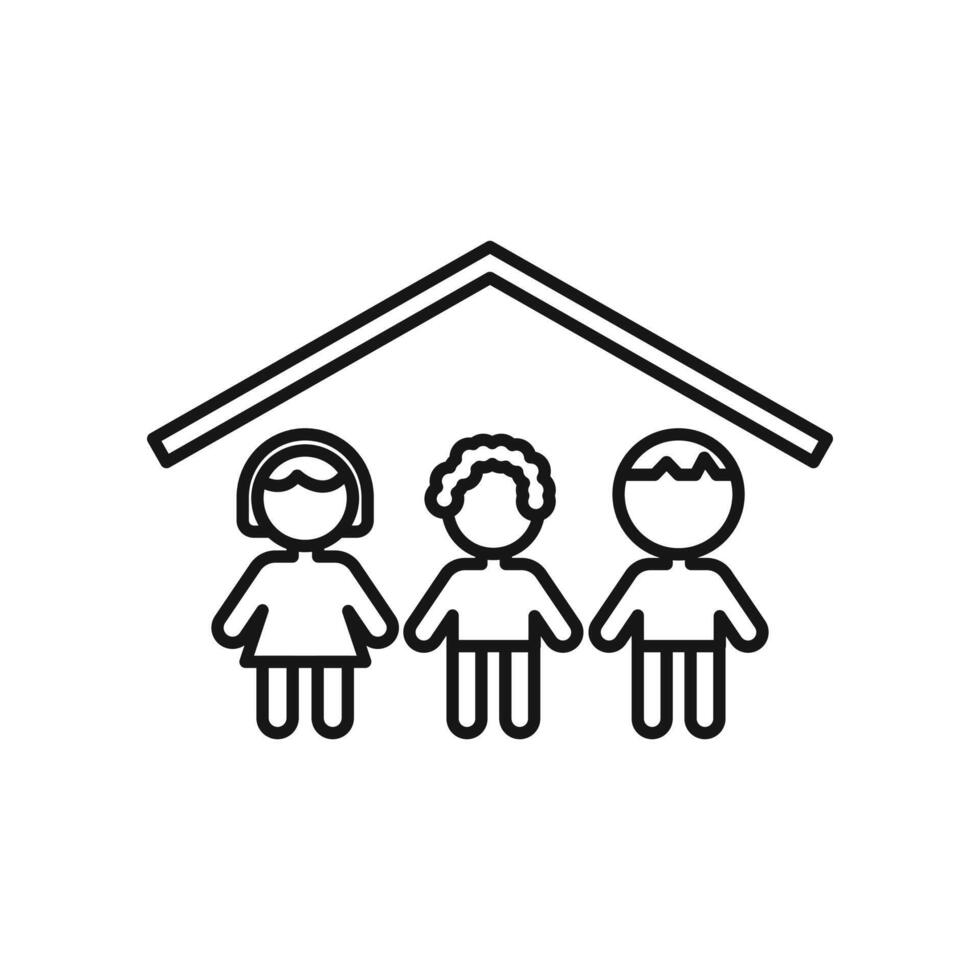 Orphanage house icon Black line art logo vector