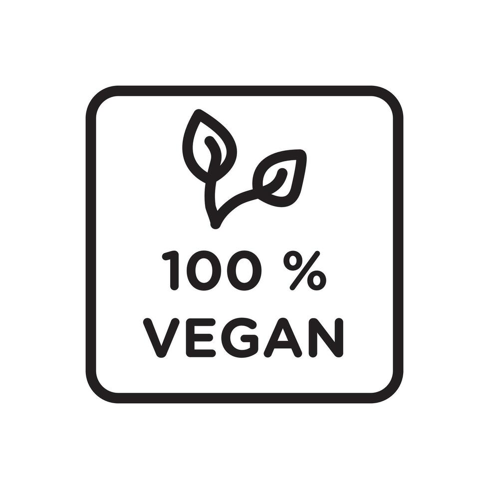 100 vegan icon Black line art logo vector