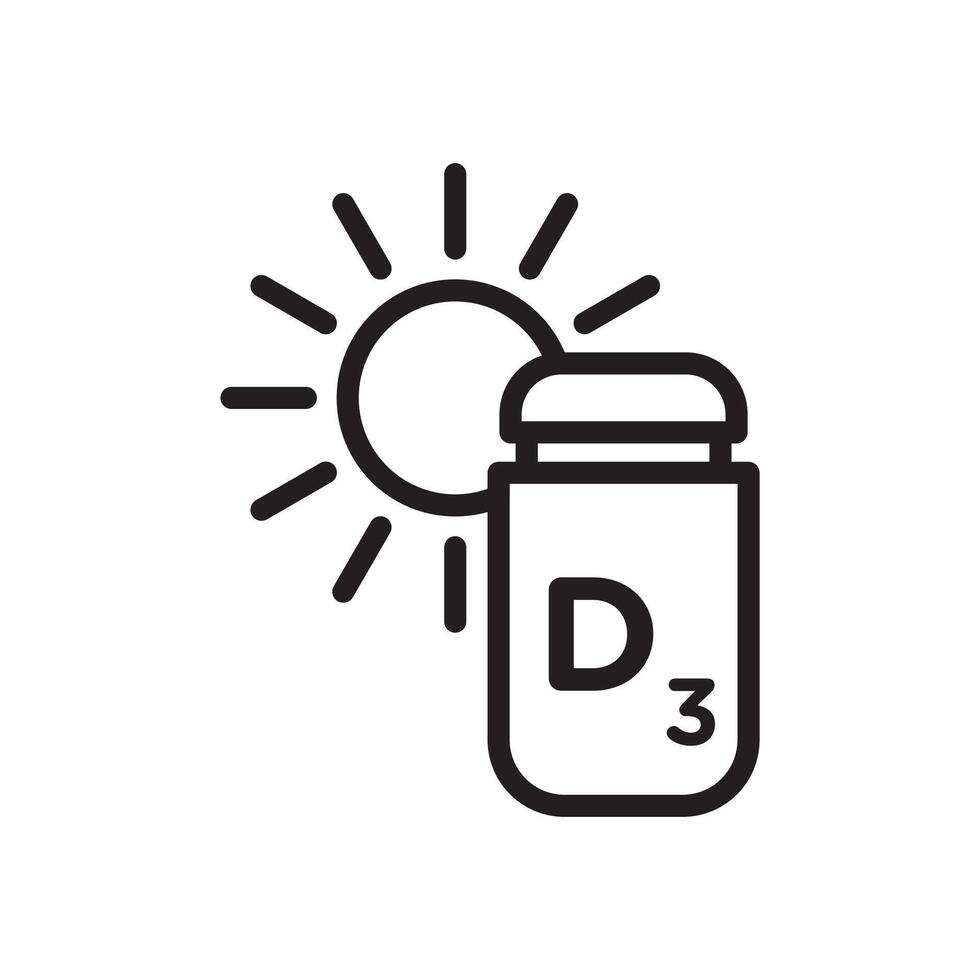 Vitamin D3 icon Black line art logo vector