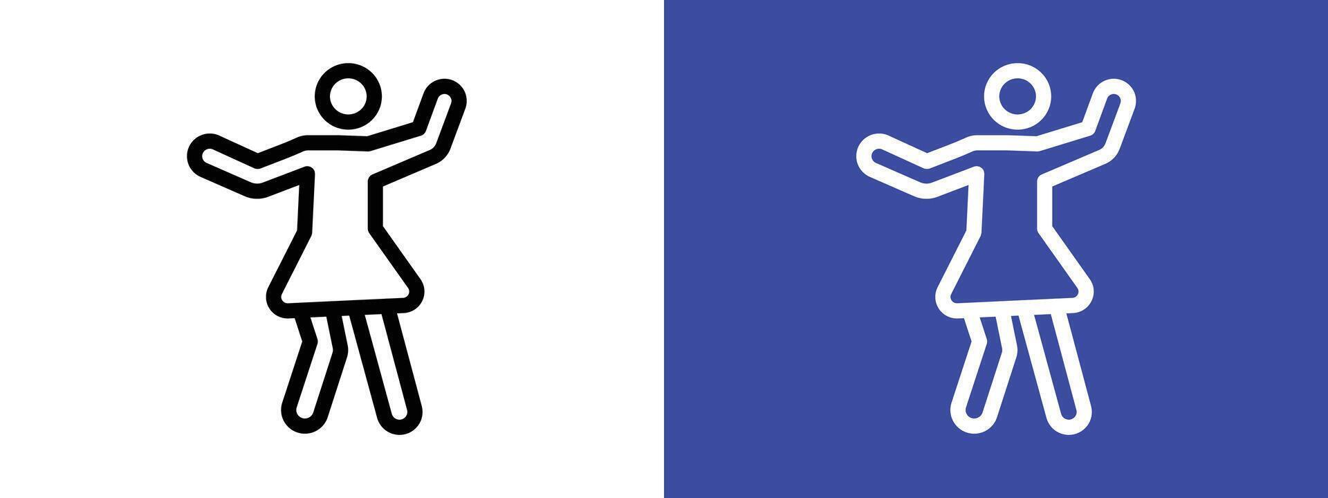 woman dancing icon logo sign set outline vector