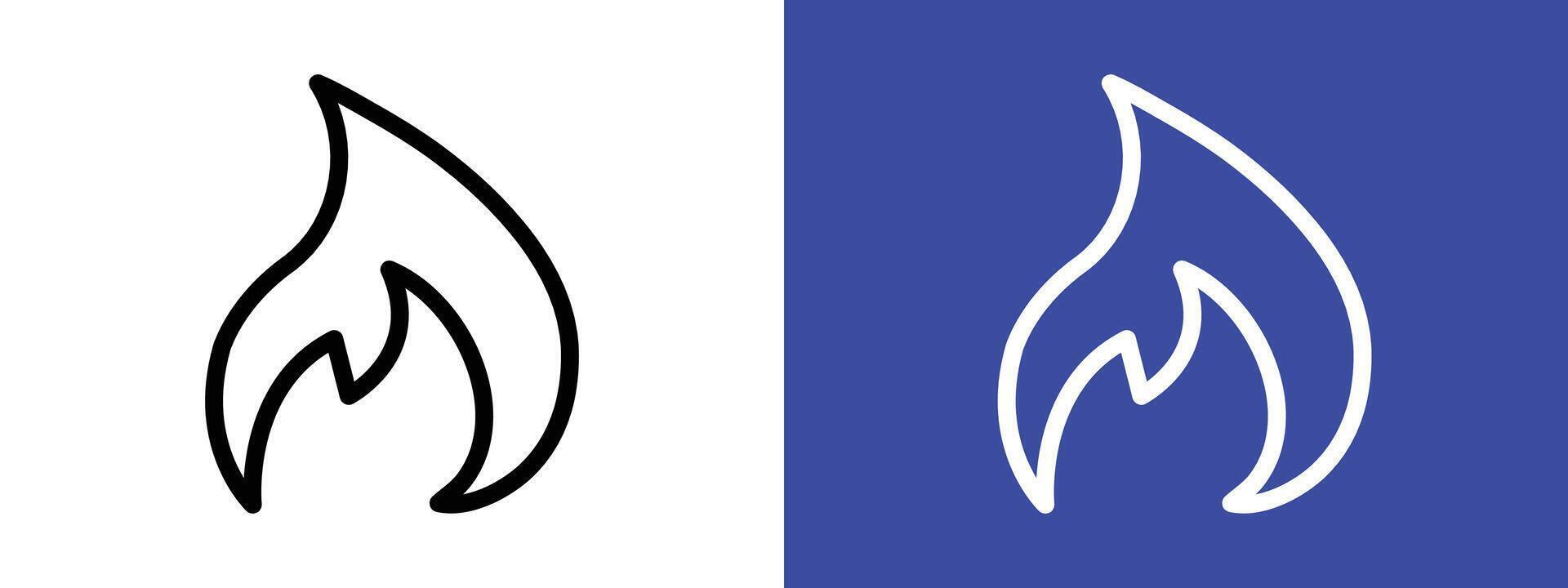 Flame fire icon logo sign set outline vector