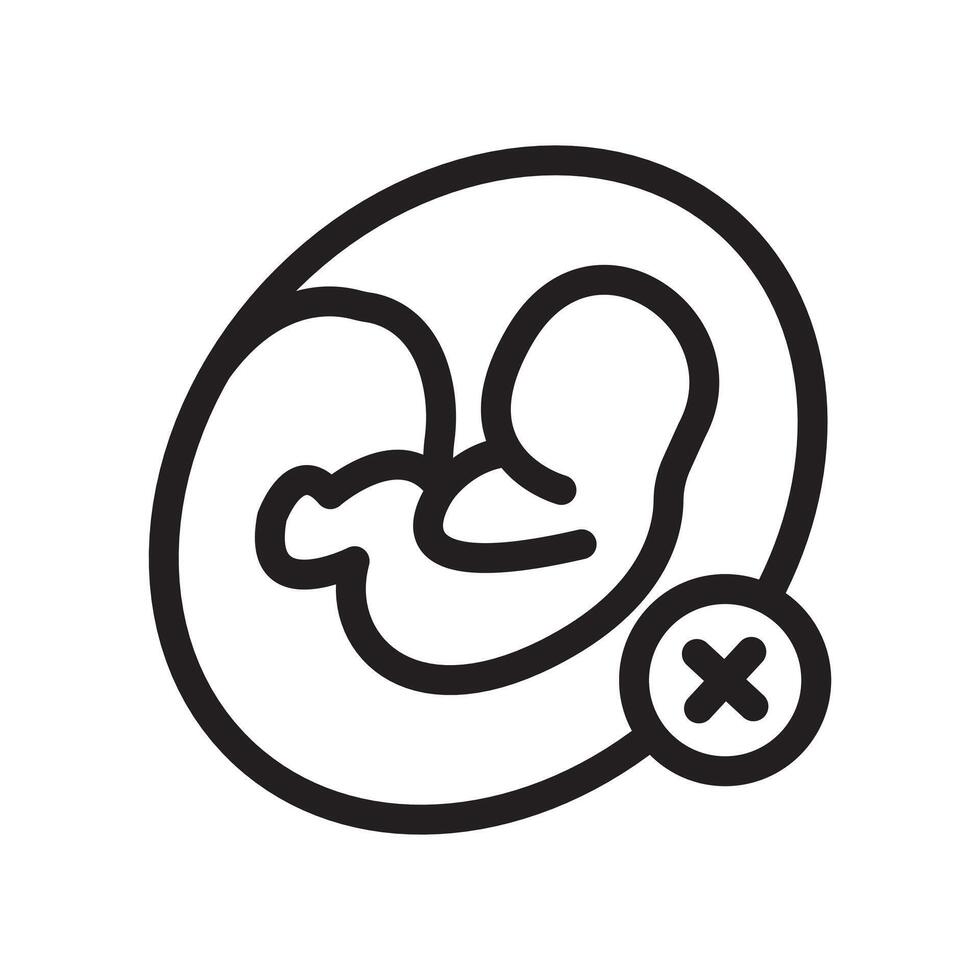 Abortion of fetus icon Black line art logo vector