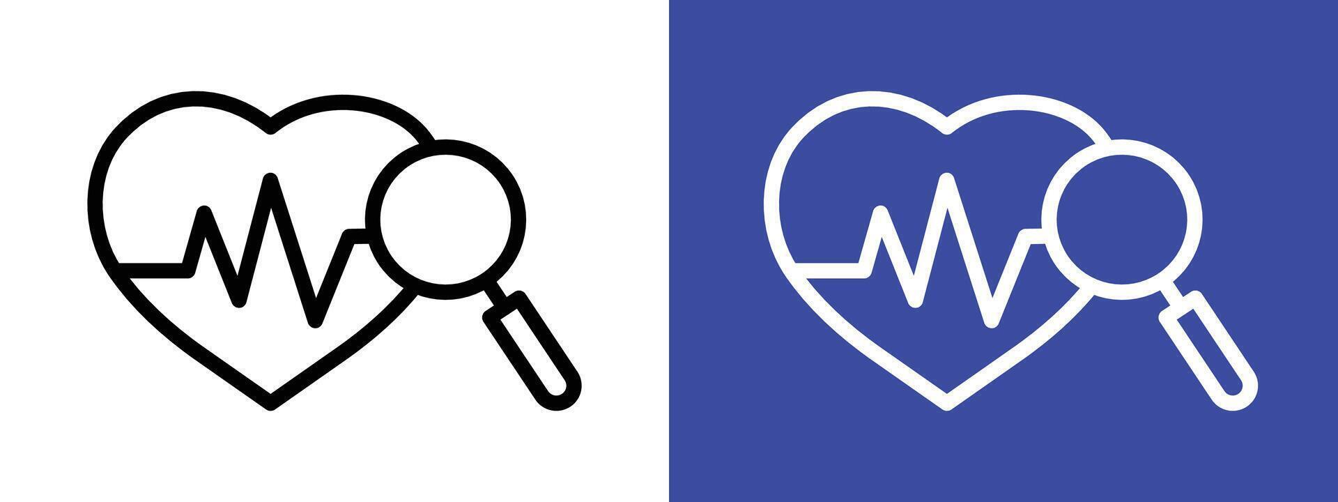 pulse heart check up icon logo sign set outline vector