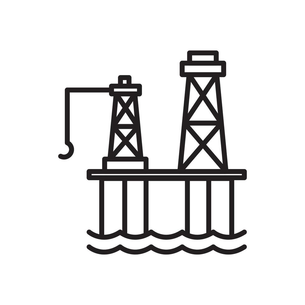 Oil platform icon Black line art logo vector