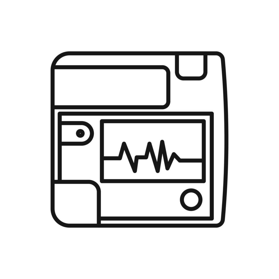 Rescue defibrillator icon Black line art logo vector