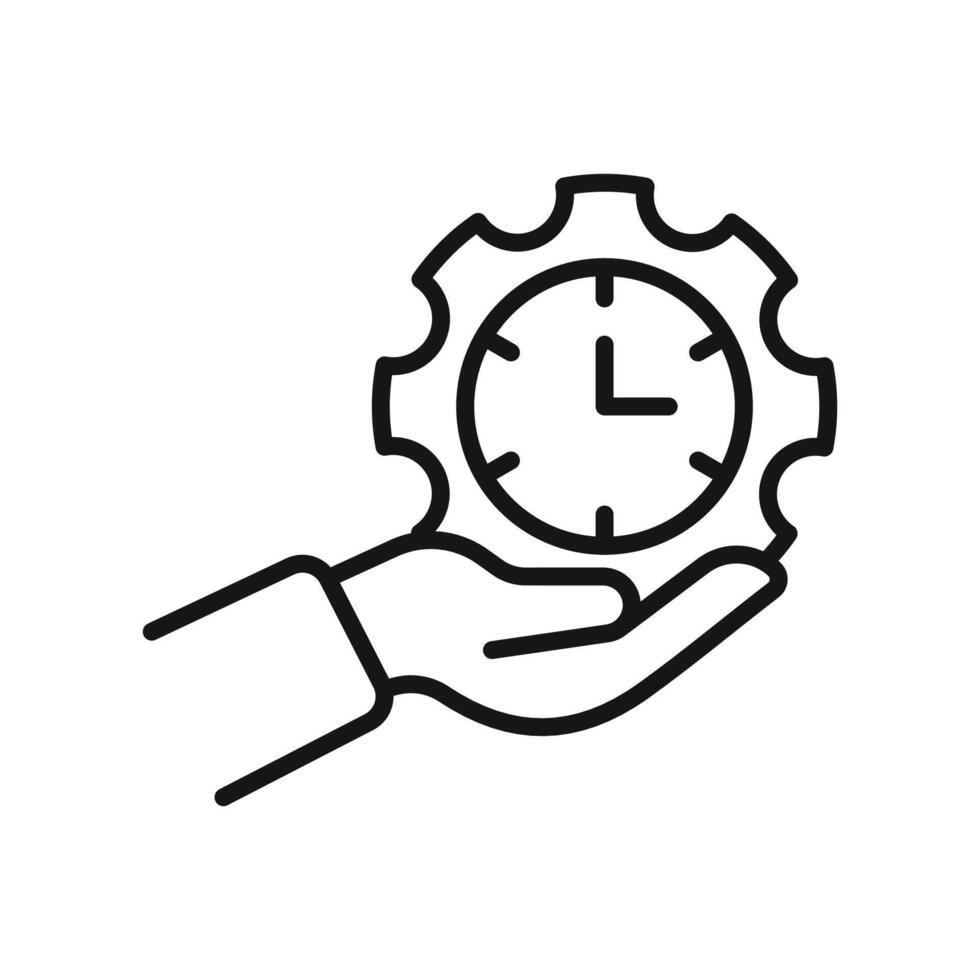 Time management icon Black line art logo vector