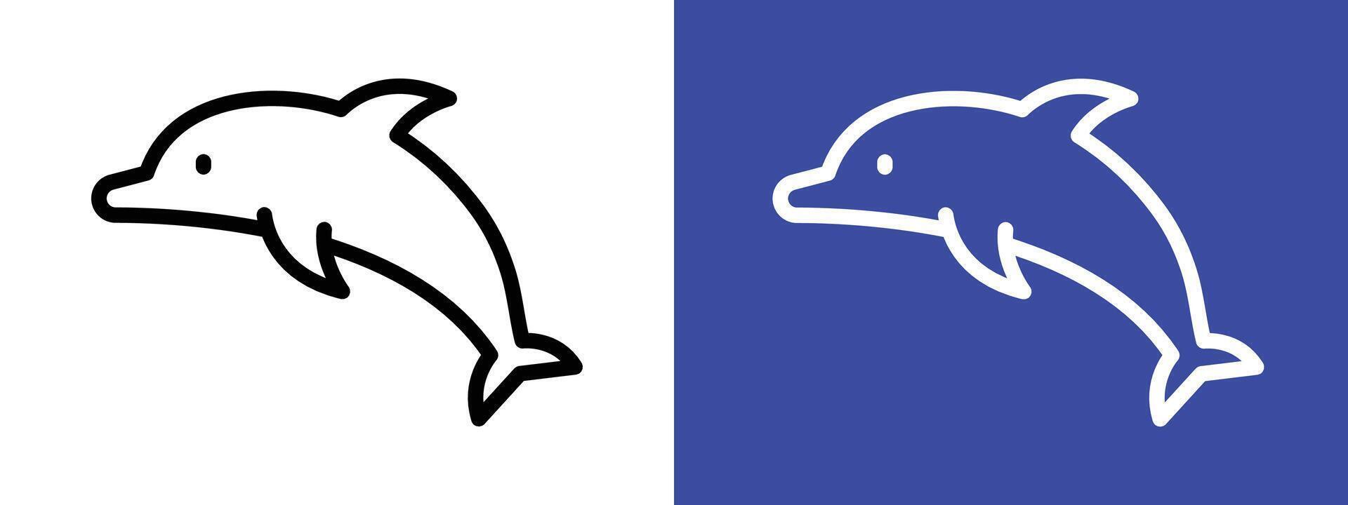 Dolphin icon logo sign set outline vector
