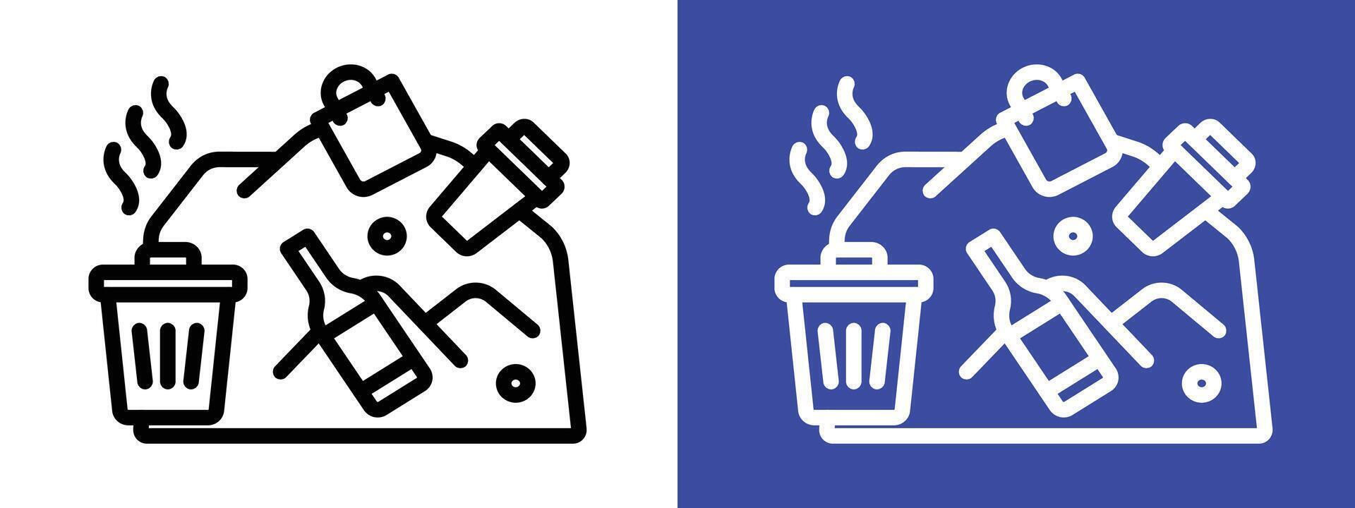 Solid waste icon logo sign set outline vector