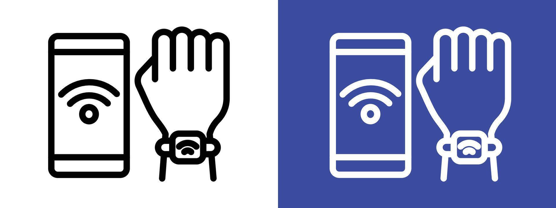 NFC bracelet connected icon logo sign set outline vector
