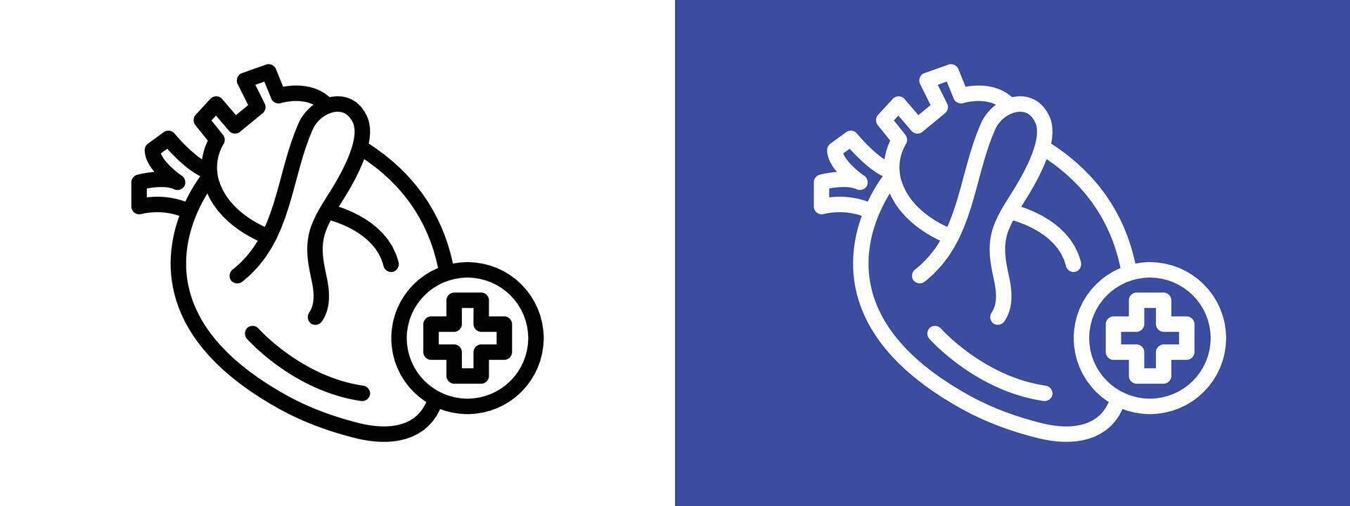 Cardiology icon logo sign set outline vector