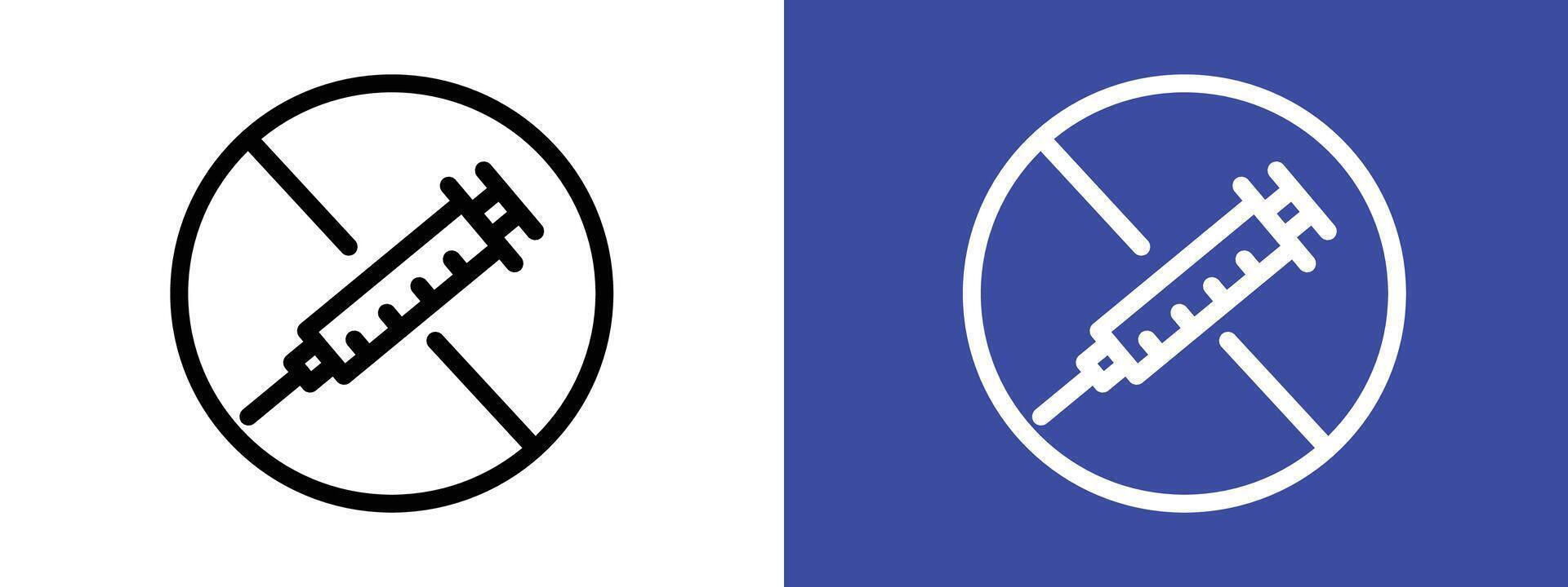 No vaccine icon logo sign set outline vector