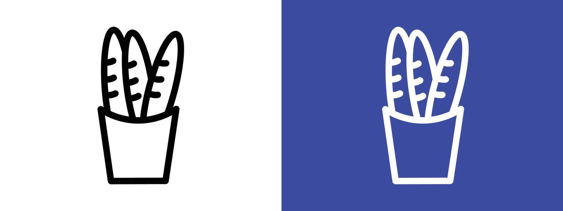 French bread icon logo sign set outline vector
