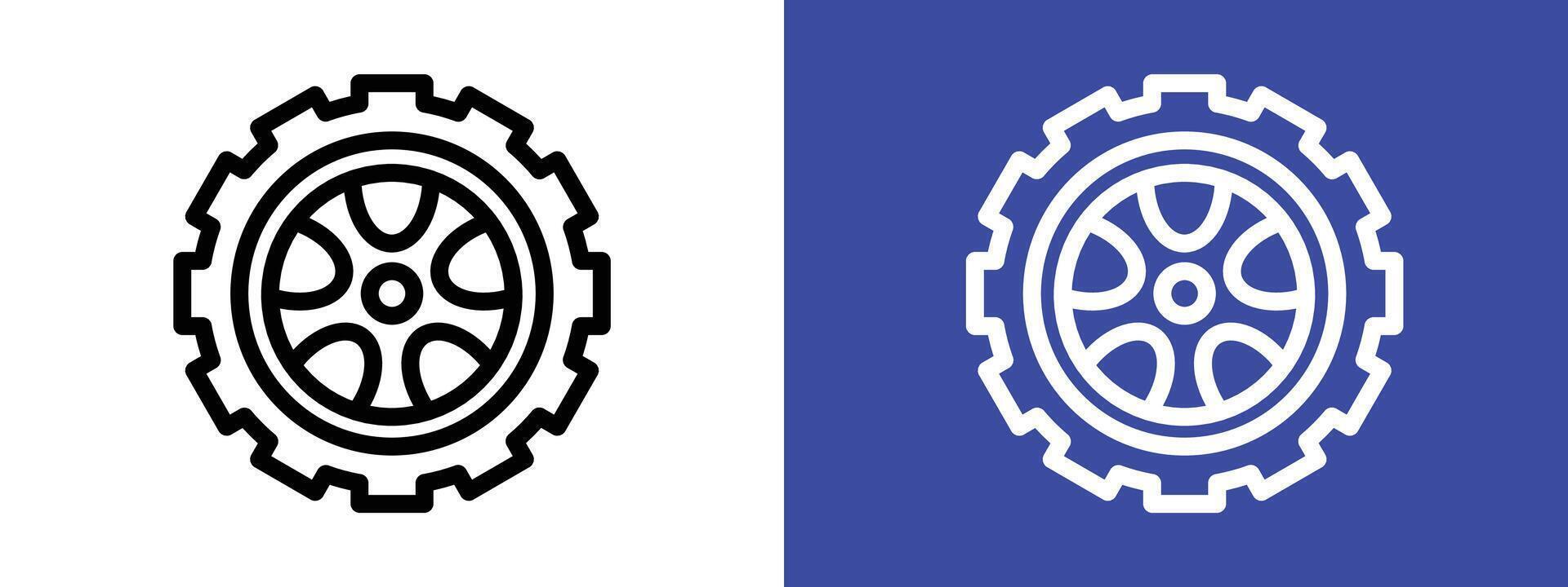 car wheel icon logo sign set outline vector