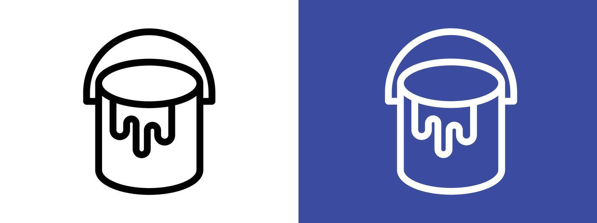 paint bucket icon logo sign set outline vector