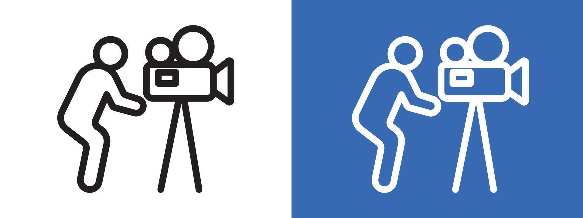 Cameraman logo sign set outline vector