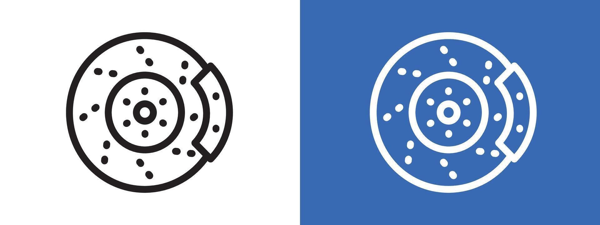 Car brake disk with caliper logo sign set outline vector