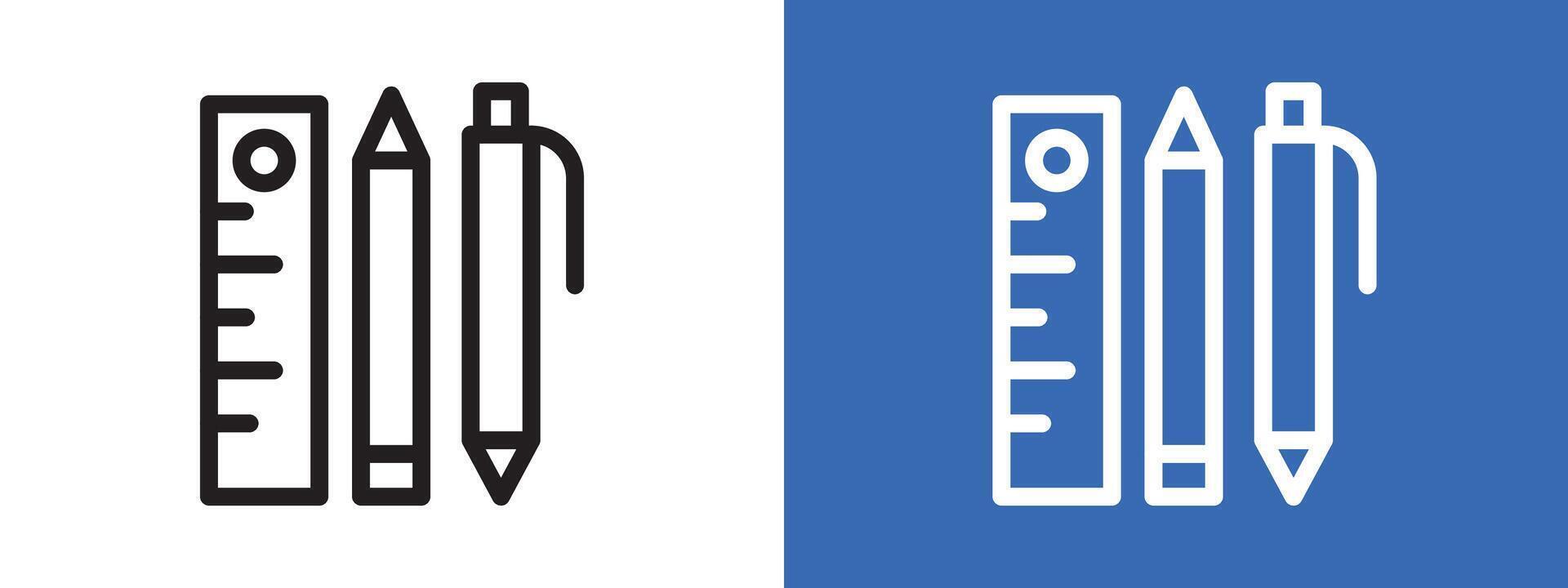 Ruler, pencil and pen icon vector