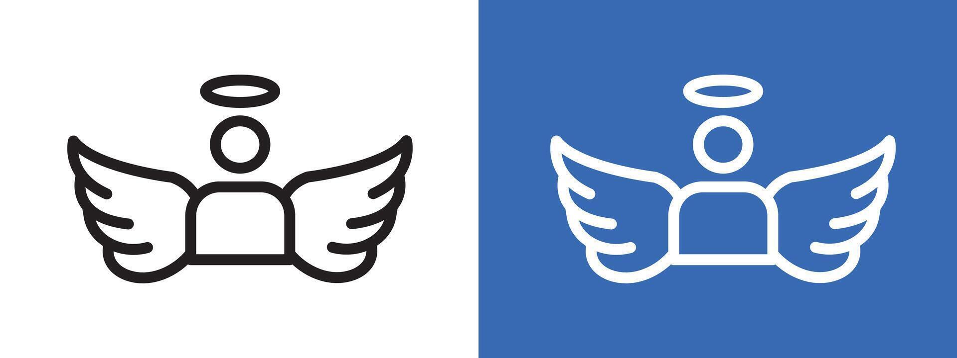 Angel logo sign set outline vector