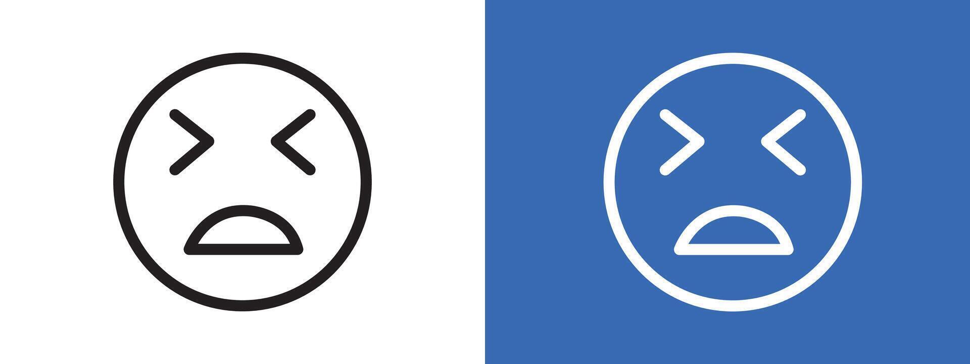 Desperate emoji logo sign set outline vector