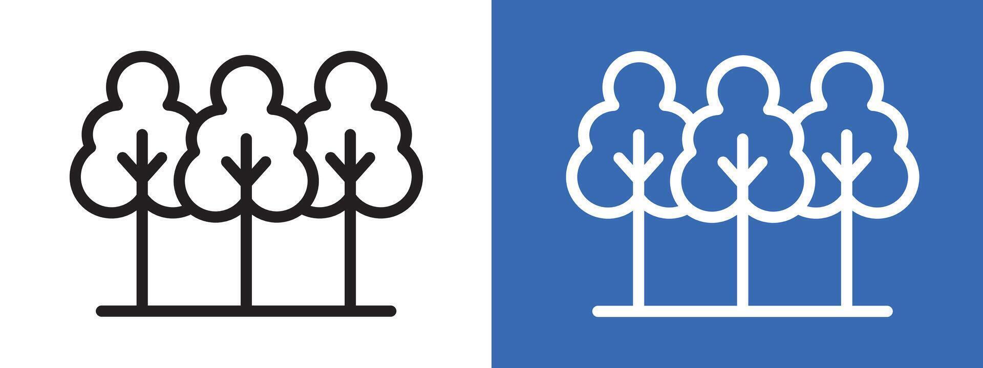 Forest and park trees logo sign set outline vector