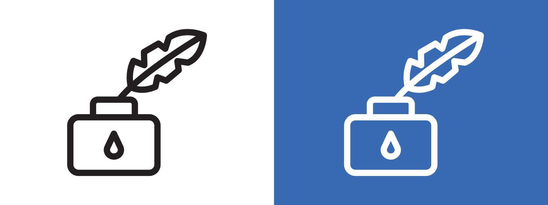 Ink and quill logo sign set outline vector