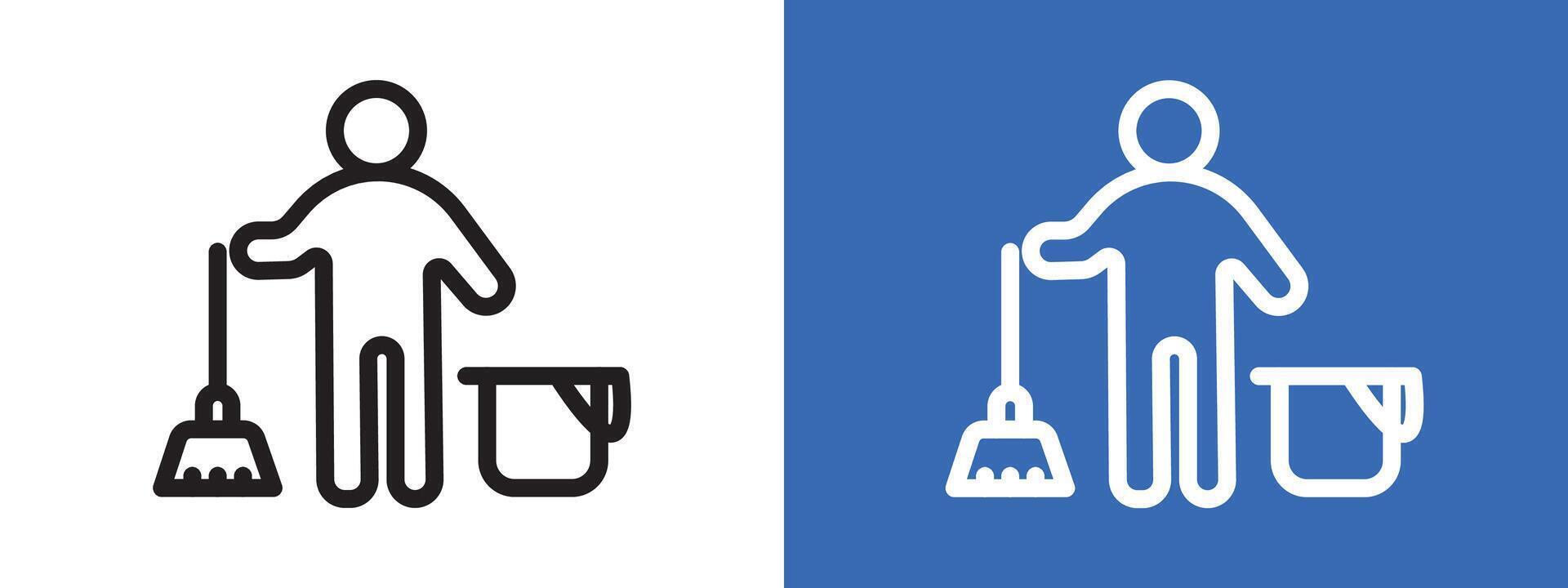Janitor logo sign set outline vector