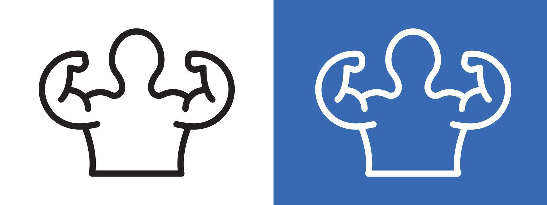 Man have strong muscles logo sign set outline vector