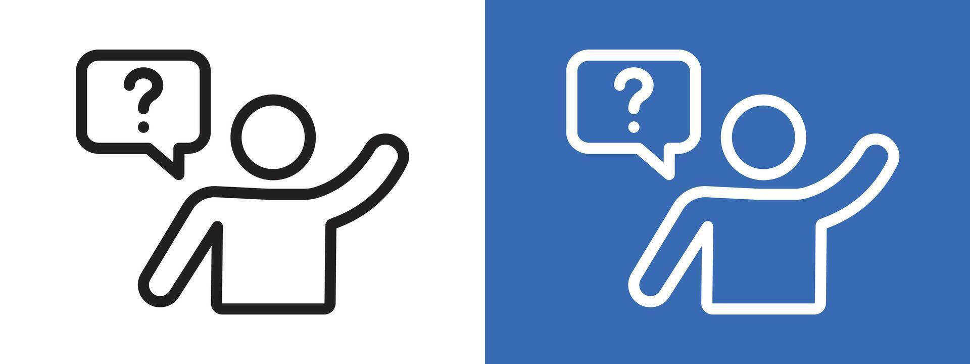 Person asking question logo sign set outline vector