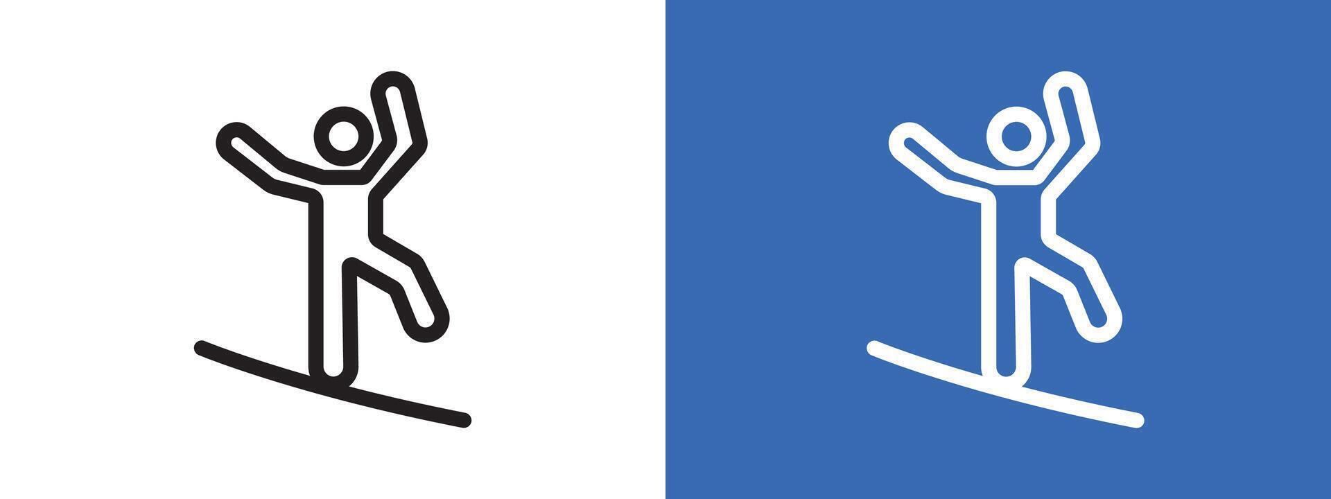 Tightrope walker logo sign set outline vector