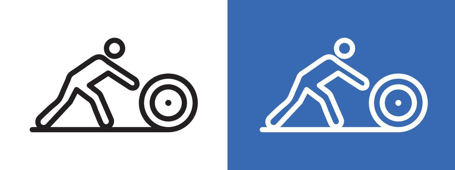 Man rolling carpet mat logo sign set outline vector