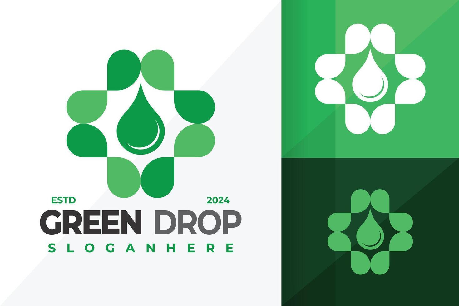 Nature Green Drop Logo design symbol icon illustration vector