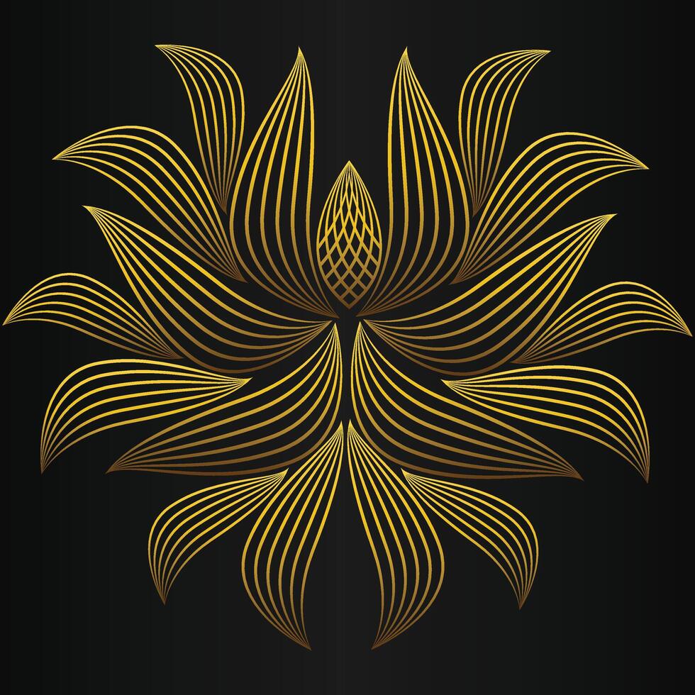 beautiful golden flower petal on black background vector