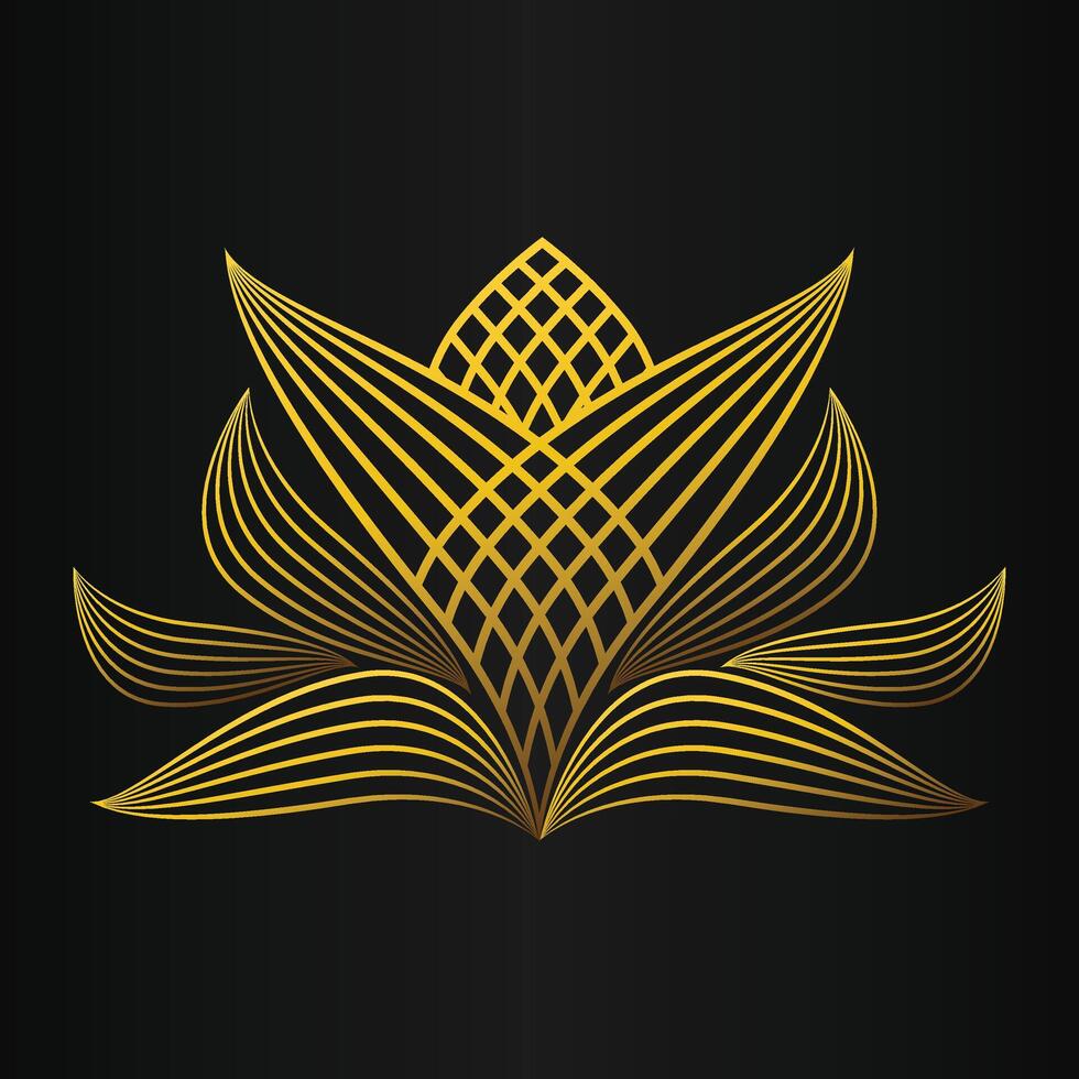 beautiful golden flower petal on black background vector