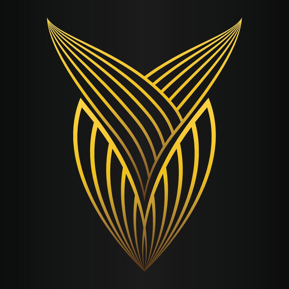 beautiful golden flower petal on black background vector