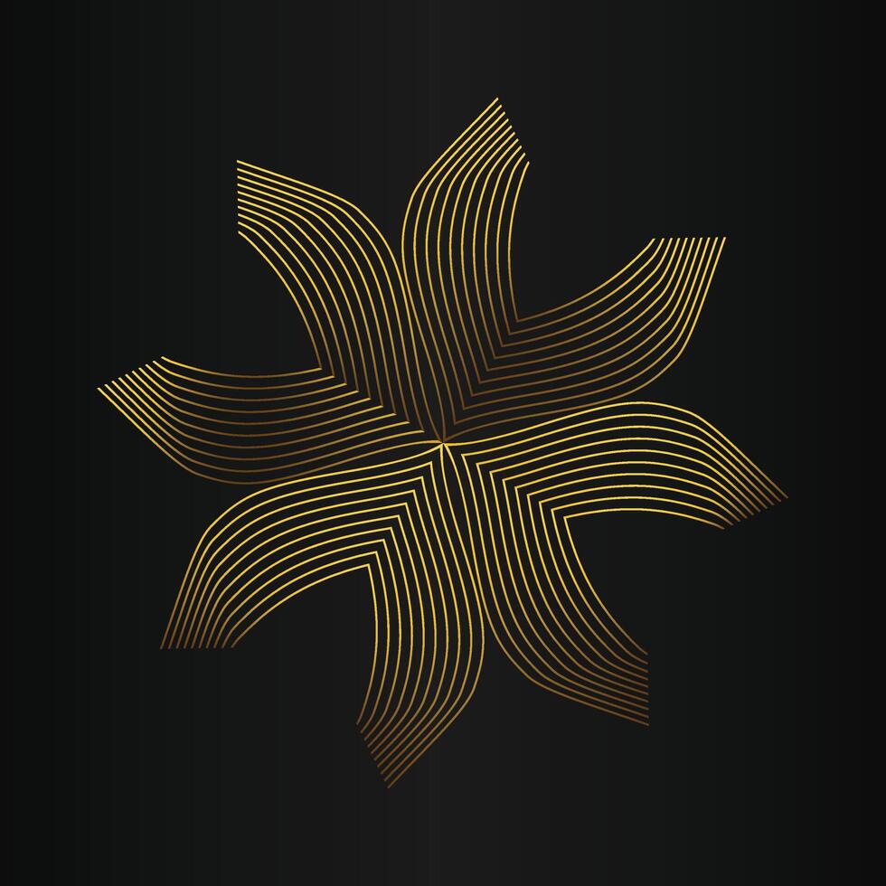 beautiful golden flower petal on black background vector